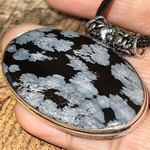 Lava Snowflake Obsidian Pendant 1 1/4”x 1 7/8”